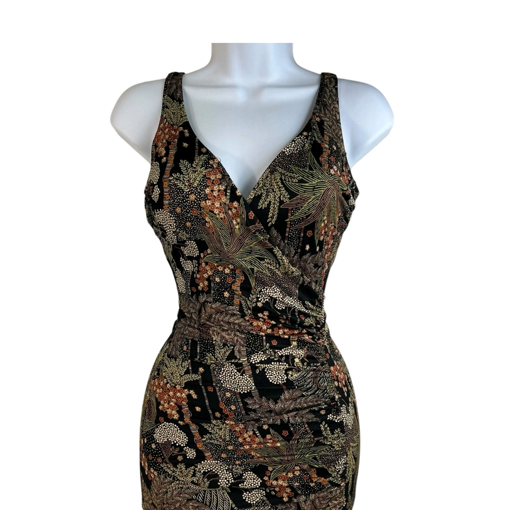 Floral Black and Brown One-Piece Swimsuit